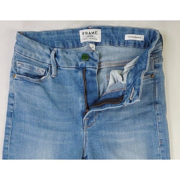 Frame Size 27X27 Womens Le Crop Mini Boot Blue Denim 5 Pocket Jeans USA Made - Picture 12 of 13